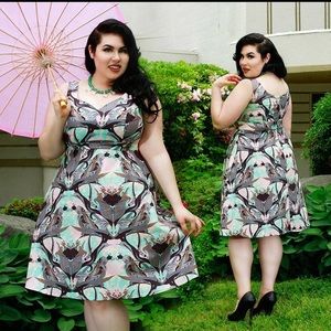 Cherry Velvet “Parrot” Pinup Doris Dress - 1X